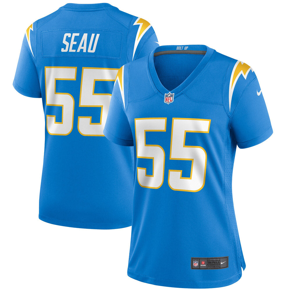 Women's Los Angeles Chargers Junior Seau Game Retired Player Jersey Powder Blue